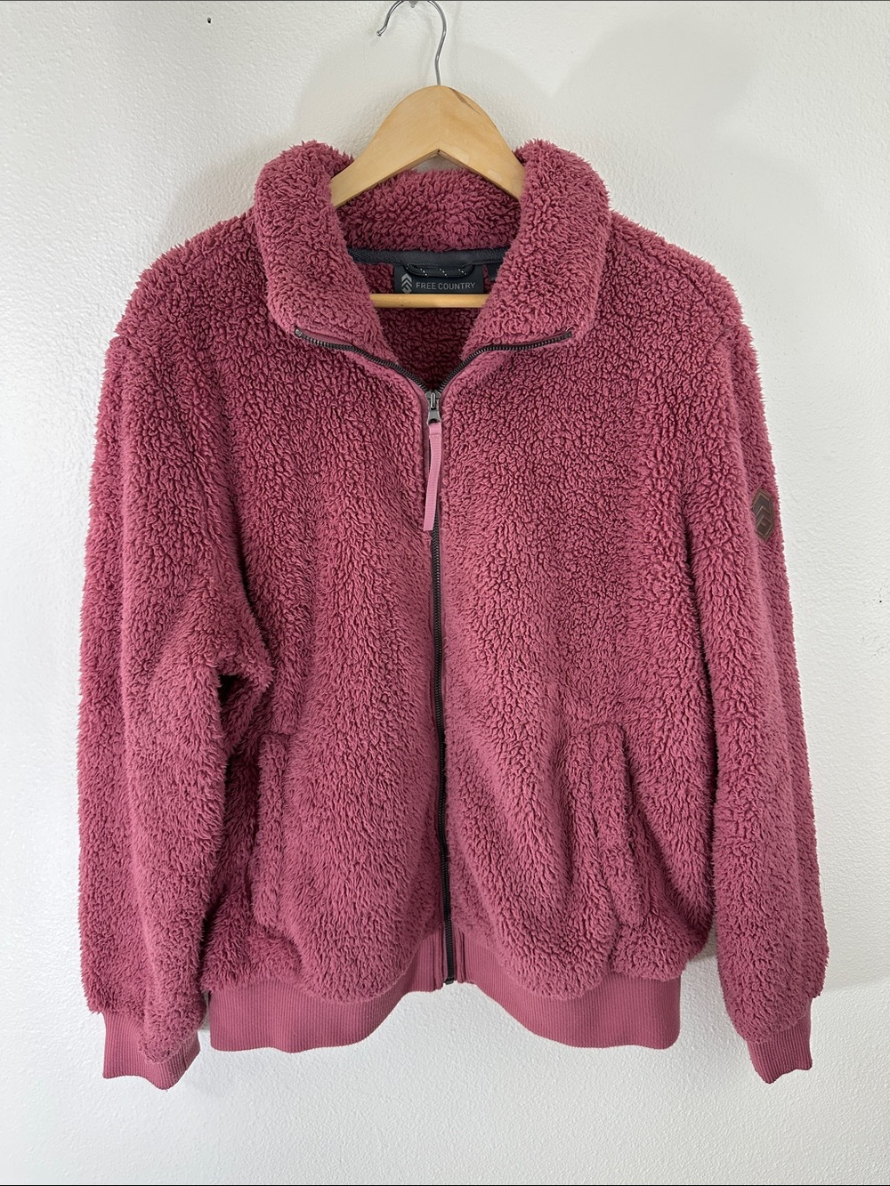 Free Country Women’s XL Rose Mauve Cozycore Sherpa / TeddyFleece Full Zip Jacket